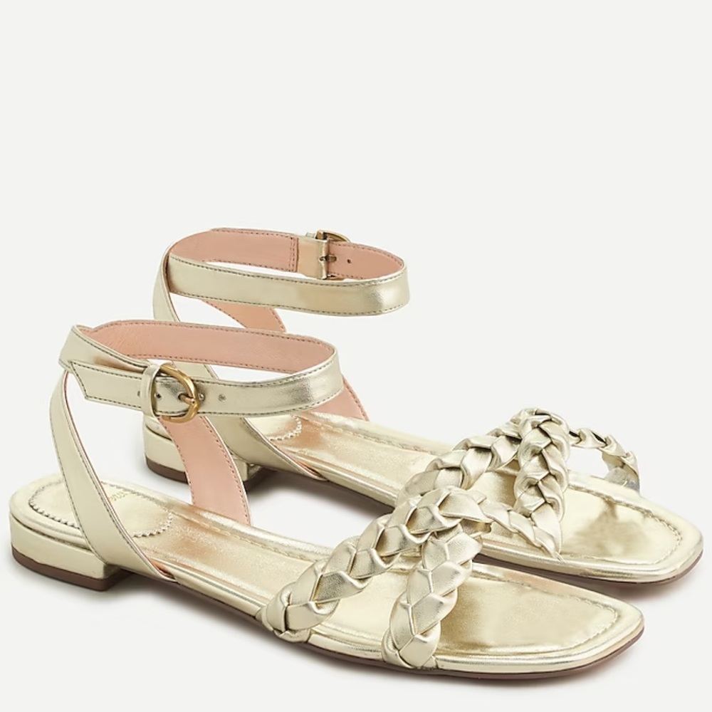 Abbie braided J.Crew sandals in metallic gold (NWOT)